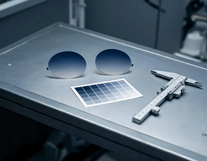Gradient lenses layout on an optical bench, illustration only
